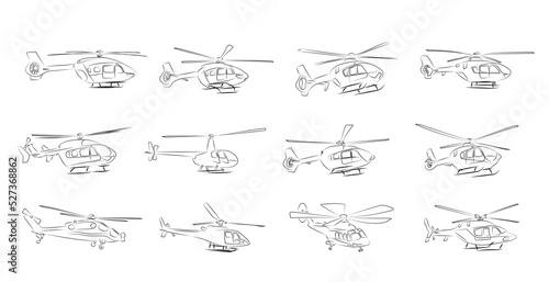 12 Helikopter Zeichnungen Lineart | Helicopter Drawnings photo