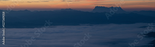 morning and sunrise on the winter season over the mountain layer at chingmai , thailand. © EKKAPON