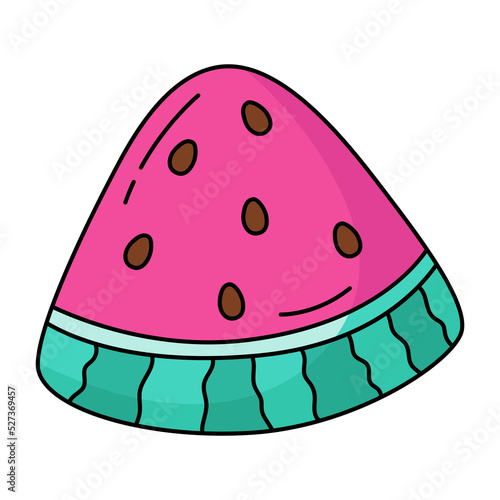 Cartoon watermelon slice icon.