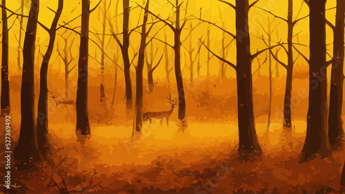 autumn forest, deer