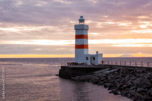 New Lighthouse Gardskagaviti Keflavik at sunset  Iceland