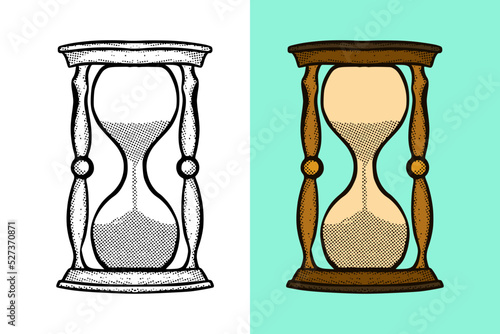  Illustration hourglass hand drawn cartoon vintage style vector