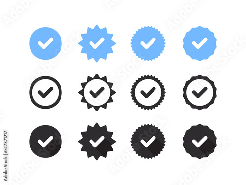 Verified icons set. Blue tick. Verified sign concept. Guaranteed signs. Vector illustration
