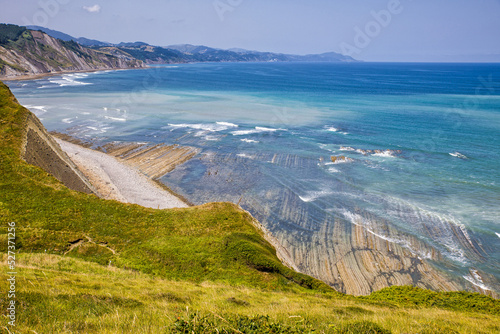 the coast of zumaia with the geologically unique flysch stratification photo