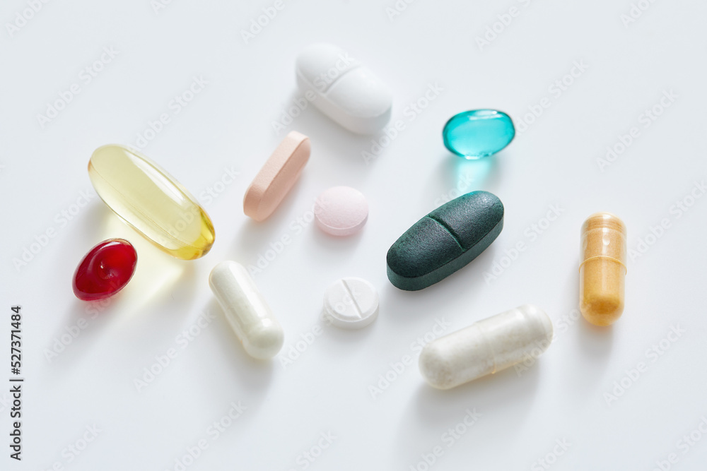 Studio shot of assorted pills and vitamins Studio shot of assorted pills and vitamins
