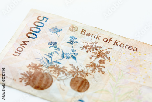 Studio shot of Korean Won banknote photo