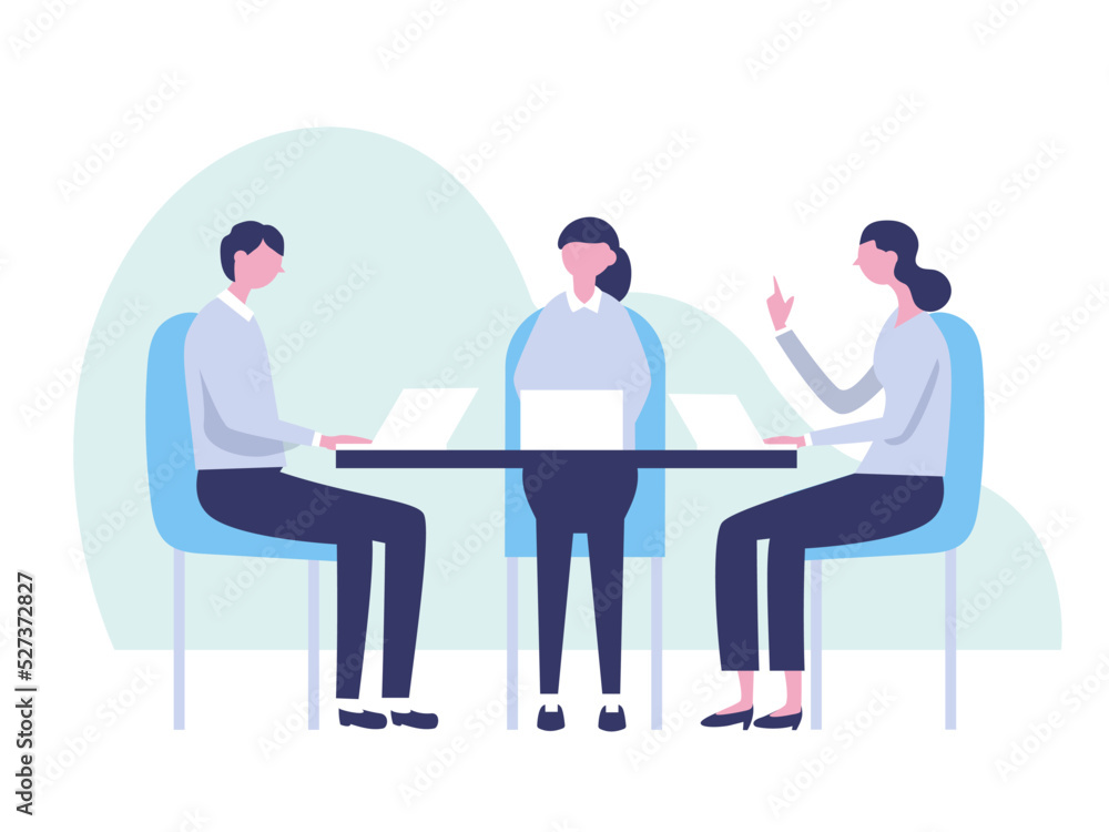 オフィスでミーティングをする人物 オフィスでミーティングをする人物