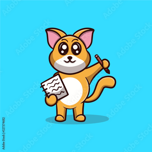 cute cat study vector icon illustration © Nocte_studio