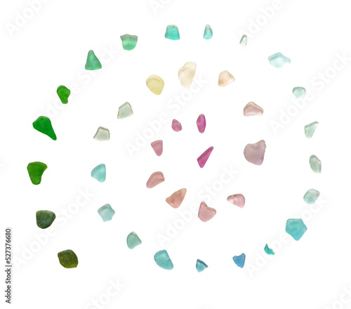 Isolated Spiral of Colorful Rainbow Sea Glass with Transparent Background