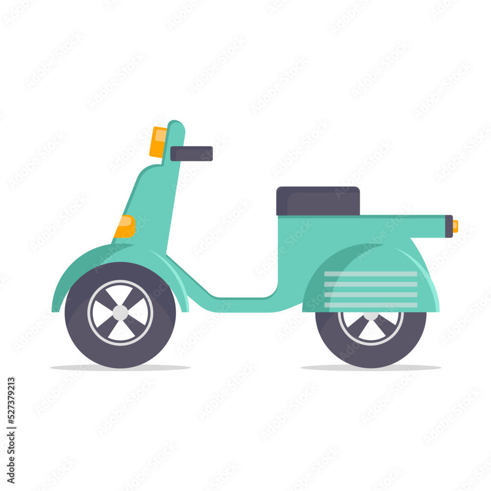 Scooter in flat style. Vehicle for transportation or delivery.