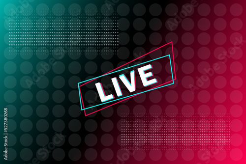 Icon Live for a popular social network tiktok on black- blue - pink  background.