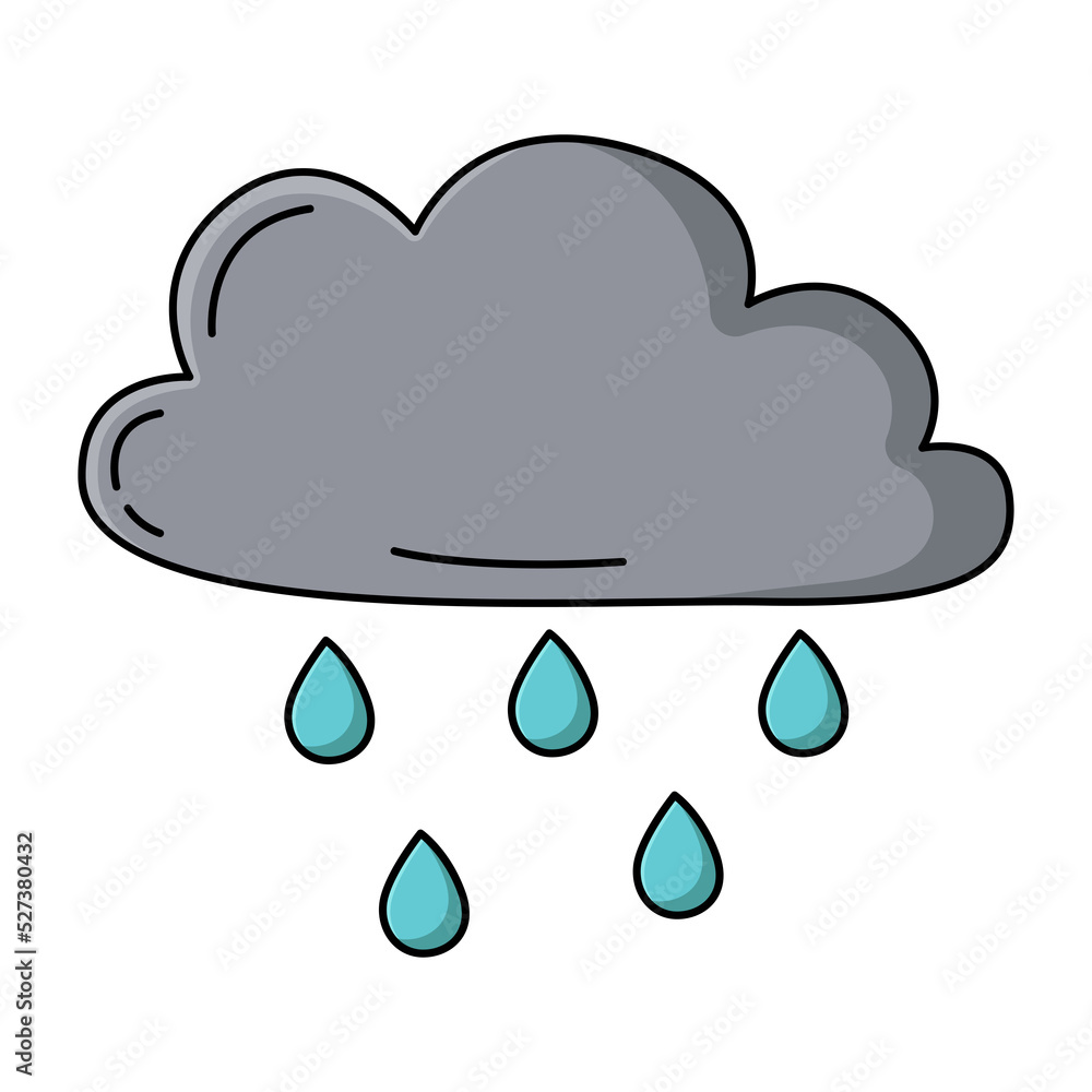 Cloud with rain drops icon cartoon style Cloud with rain drops icon cartoon style