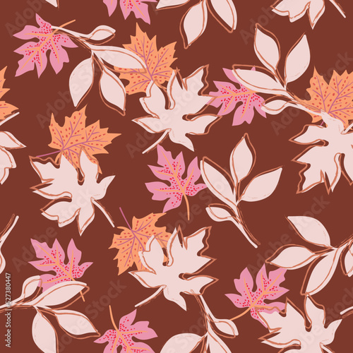 Cozy Autumn leaves. Vector illustration EPS 10   seamless pattern background of Fall flower season  Design for fashion