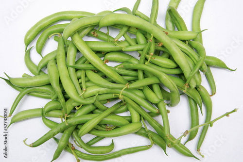green beans close-up on a light background