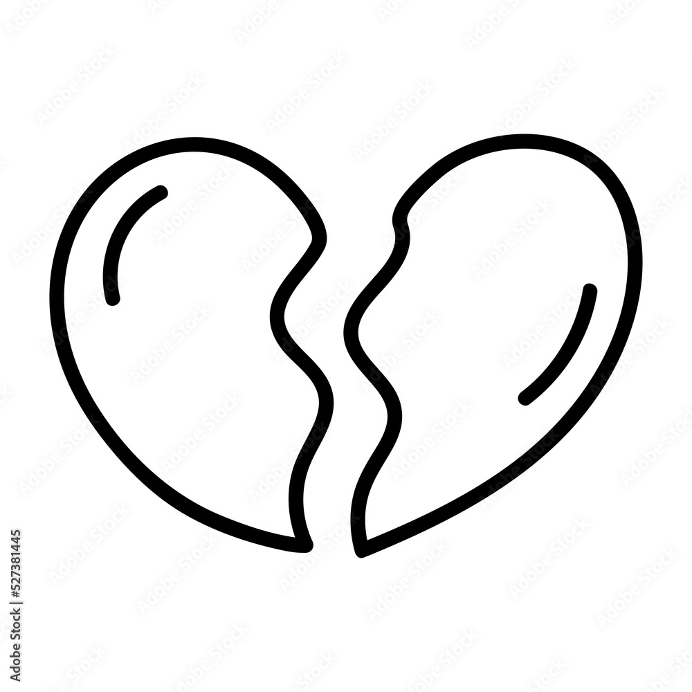 Broken Heart line doodle icon. Broken Heart line doodle icon.