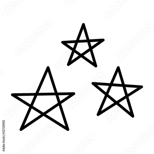 black hand drawn stars in doodle style
