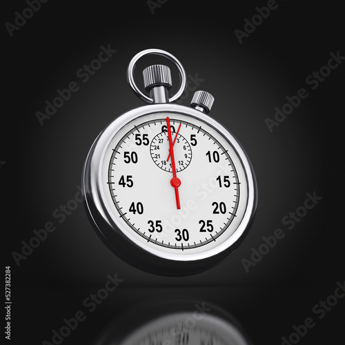 Classic Chrome Stopwatch. 3d Rendering