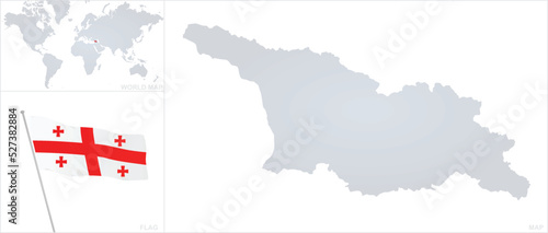 Georgia  map and flag. vector