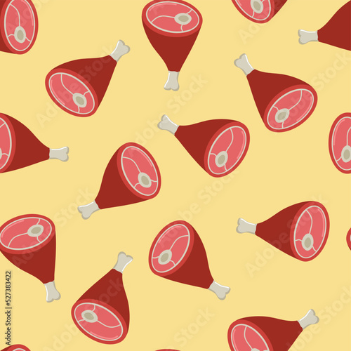 meat on bone seamless print, vector illustration