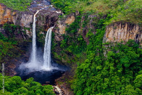 Cachoeira Saltos do Rio Preto Waterfall  Chapada dos Veadeiros  Brazilian Savannah  Brazil