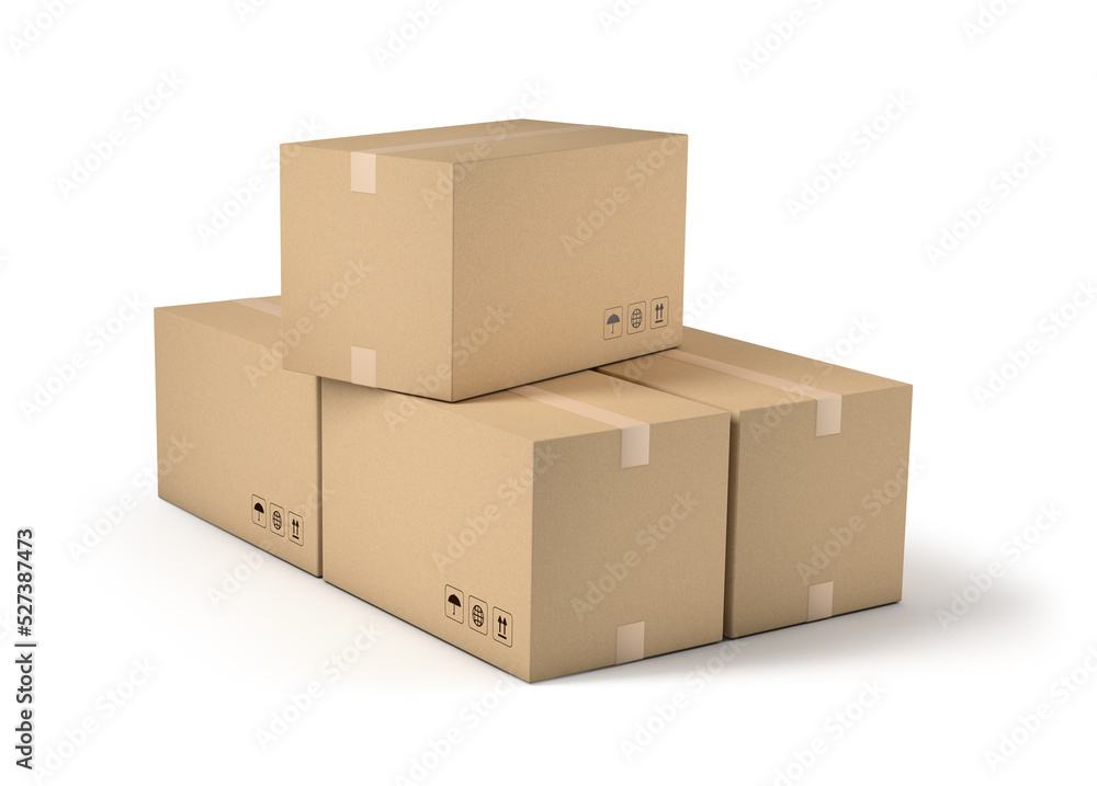 Stacked cardboard boxes isolated on white background Stacked cardboard boxes isolated on white background