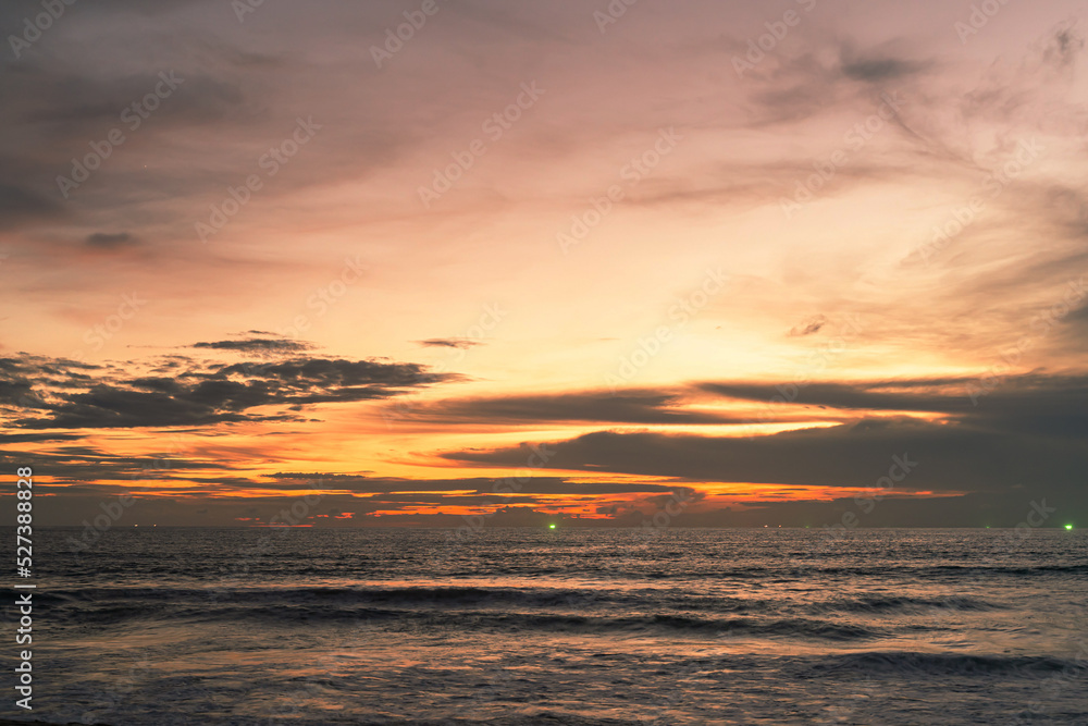 Sunset sky background and white clouds soft focus at Phuket Thailand.