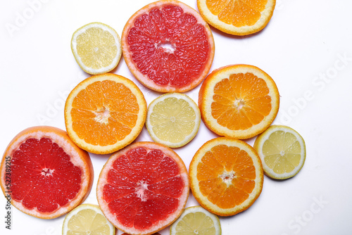Lemon, grapefruit and orange