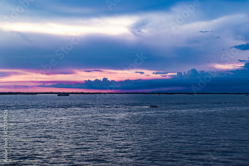 Summer cloudy sky on the river in Bangladesh