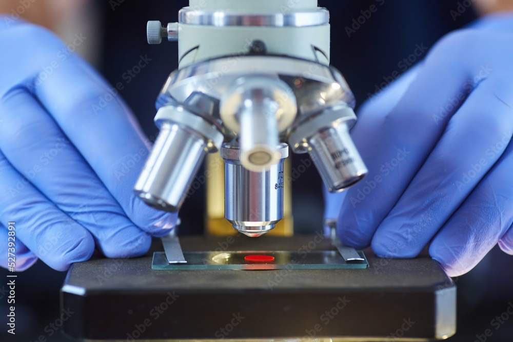 Microscope for laboratory and laboratory research in the field of medicine, science or chemistry. Microscope for laboratory and laboratory research in the field of medicine, science or chemistry.