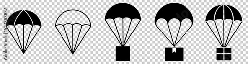 Set of parachute icons. Delivery service symbols. Vector illustration isolated on transparent background photo