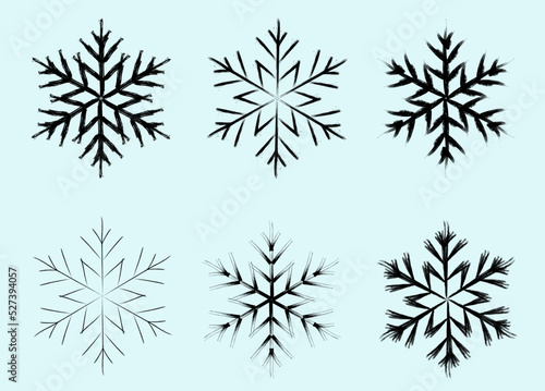 Wallpaper Mural Grunge brush stroke snowflakes, free hand, vector, isolated Torontodigital.ca