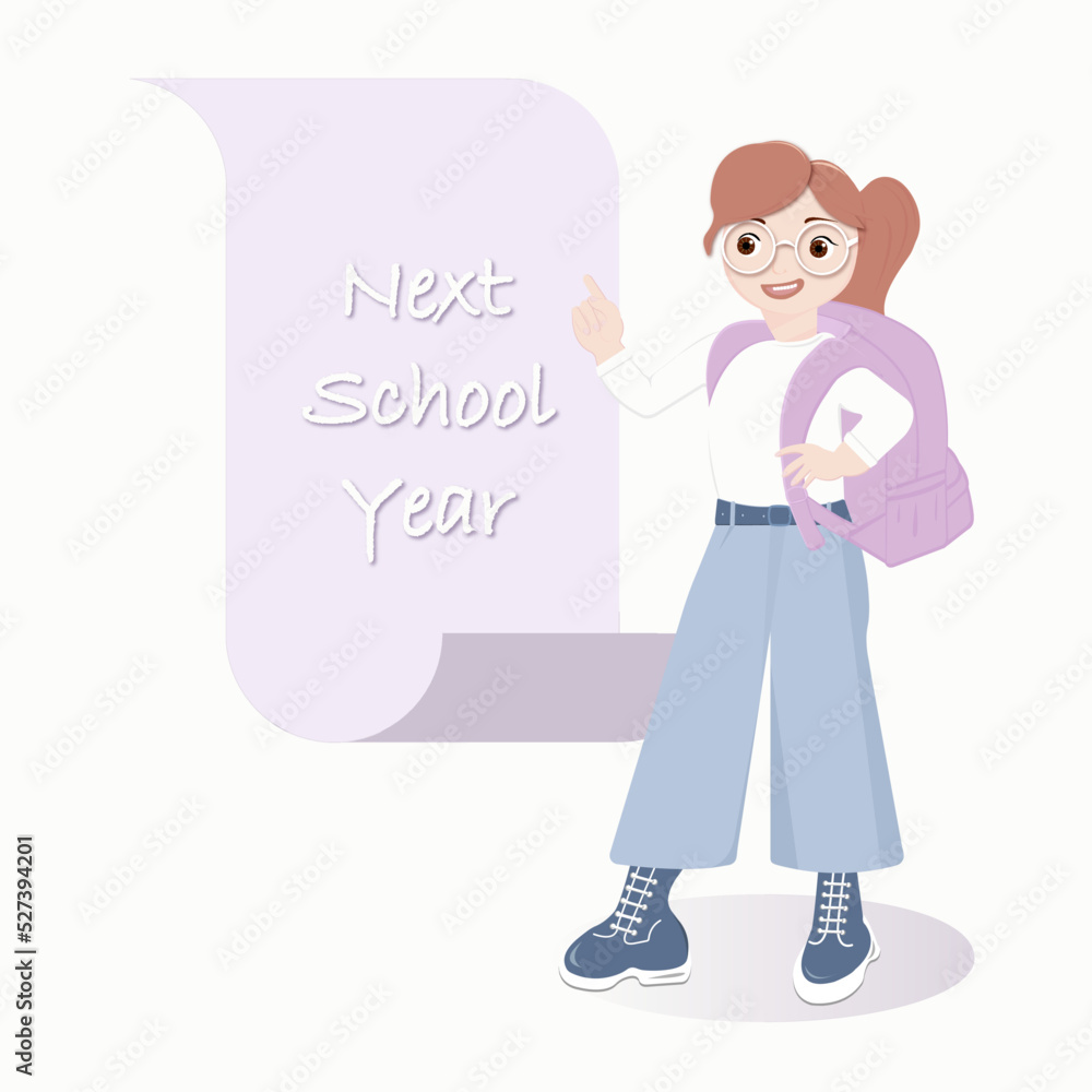 Card with beautifull girl for school and students,for first day back to school . Card with beautifull girl for school and students,for first day back to school .