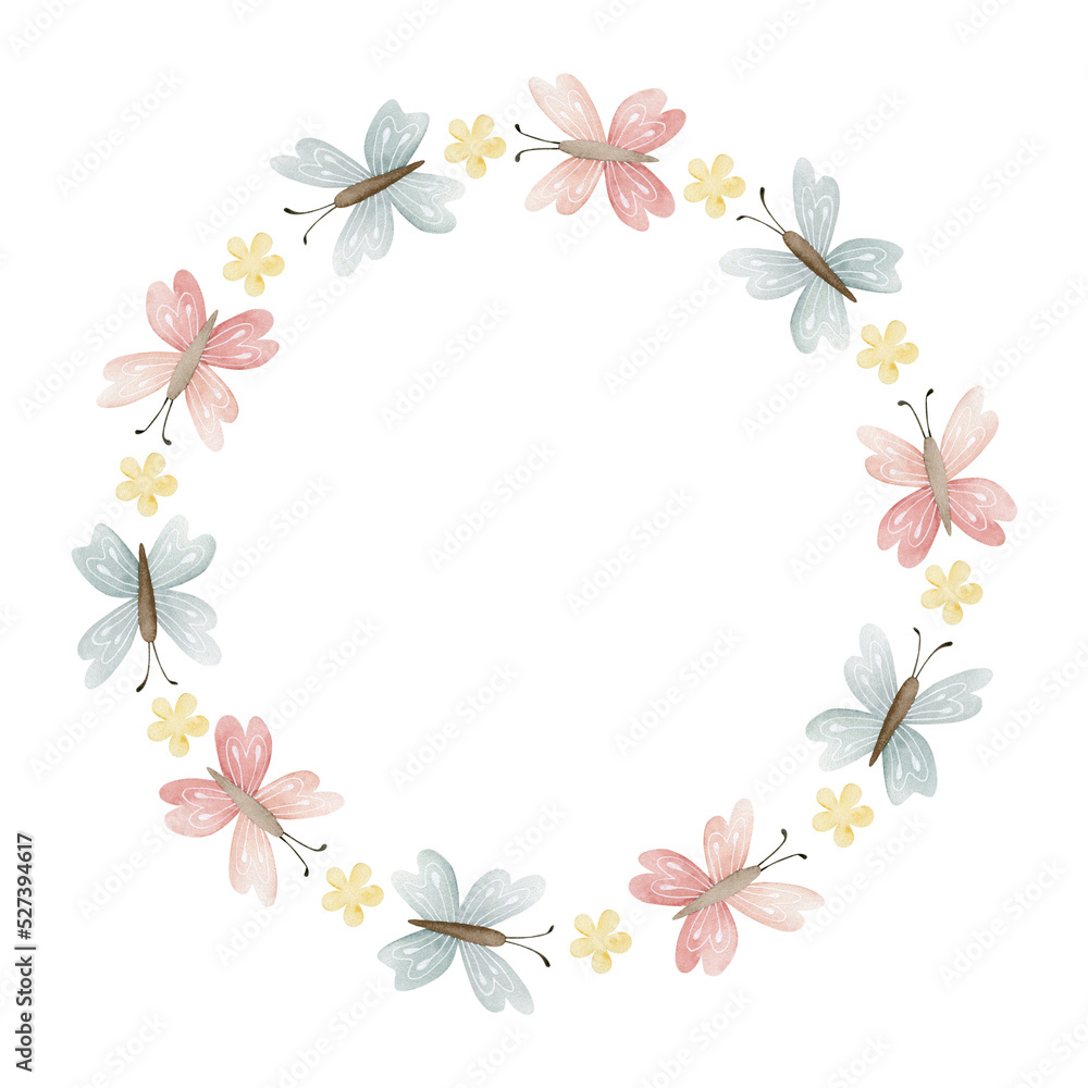 Autumn wreath watercolor illustration isolated on white background.