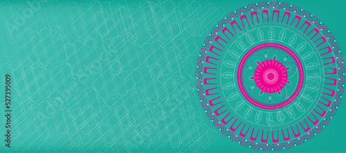 Background Green Happy Diwali. Light green background with diwali flower elements and mandala vectors