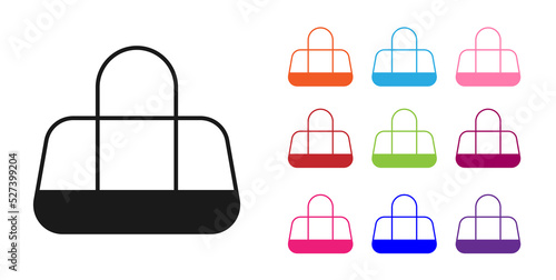 Black Sport bag icon isolated on white background. Set icons colorful. Vector