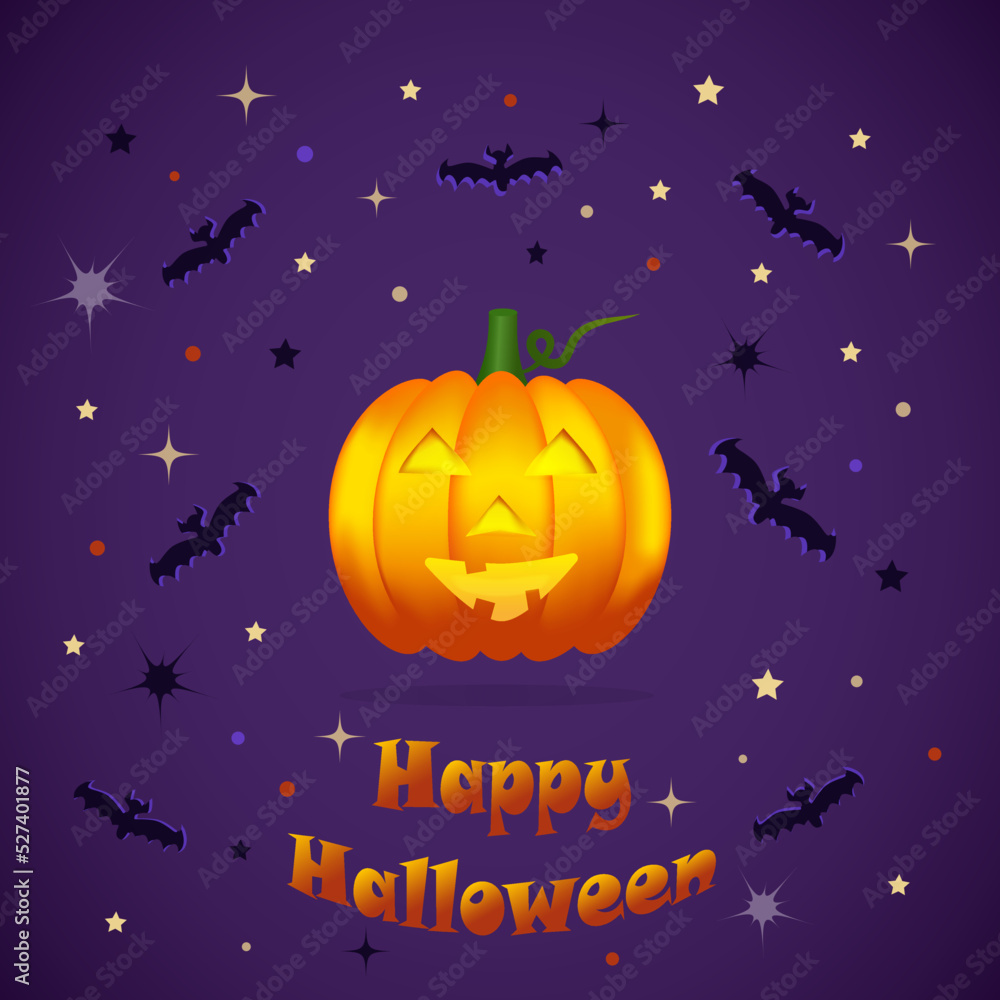 Halloween Pumpkin Greeting Card on purple background Halloween Pumpkin Greeting Card on purple background