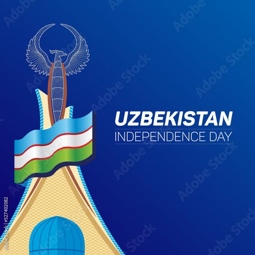 Independence dey of Uzbekistan and independence symbol with flag