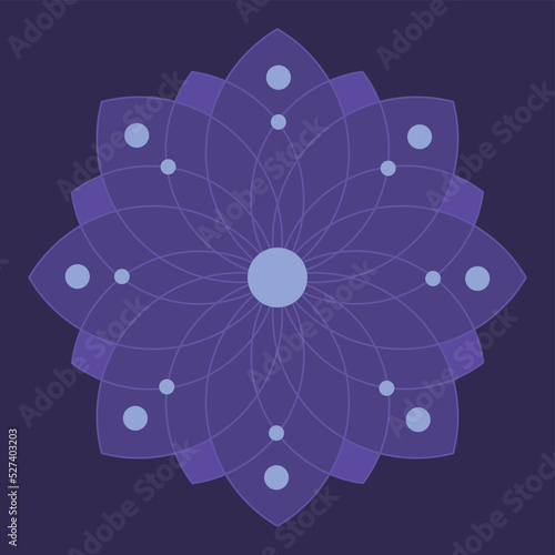 Mandala flower in purple and blue