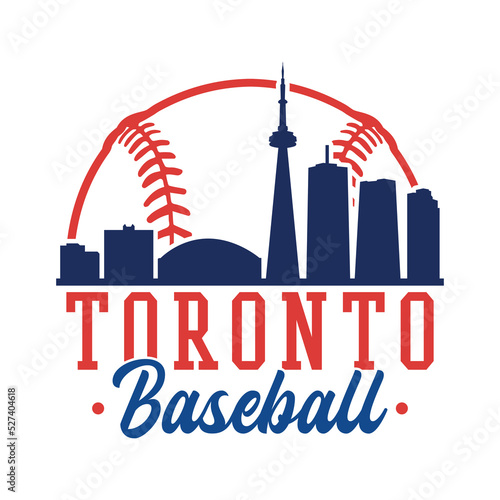 Toronto, ON, Canada Baseball Skyline City Silhouette Vector. Softball Design Style Icon Symbols. Sport America Ball.