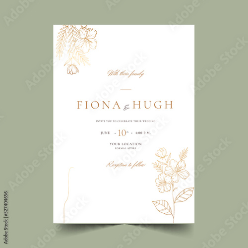 flat wedding invitation vector design illustration