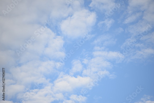 BRIGHT BLUE SKY white pinnate  clouds in Ukraine beautiful solar steam water solar energy, wind, sky