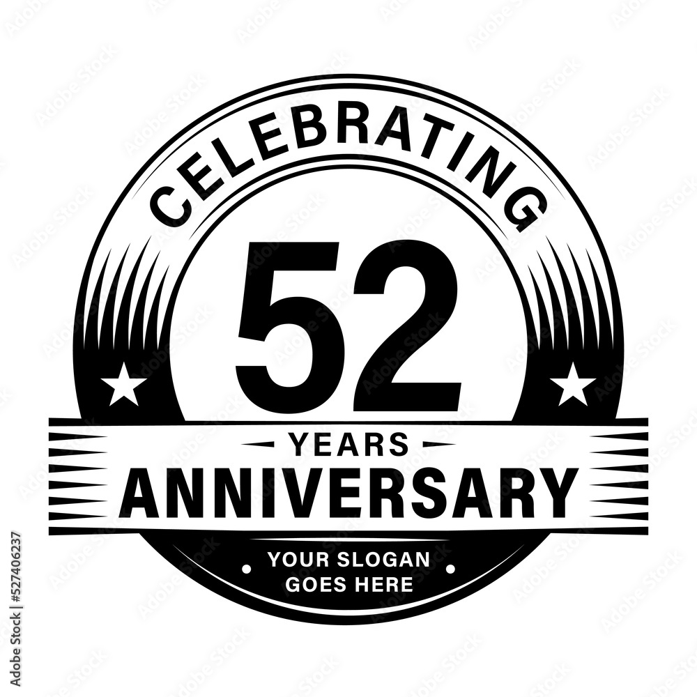 Fototapeta premium 52 years anniversary celebration design template. 52nd logo vector illustrations. 