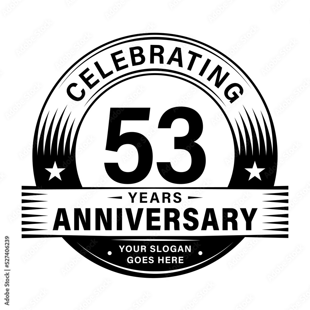 Fototapeta premium 53 years anniversary celebration design template. 53rd logo vector illustrations.