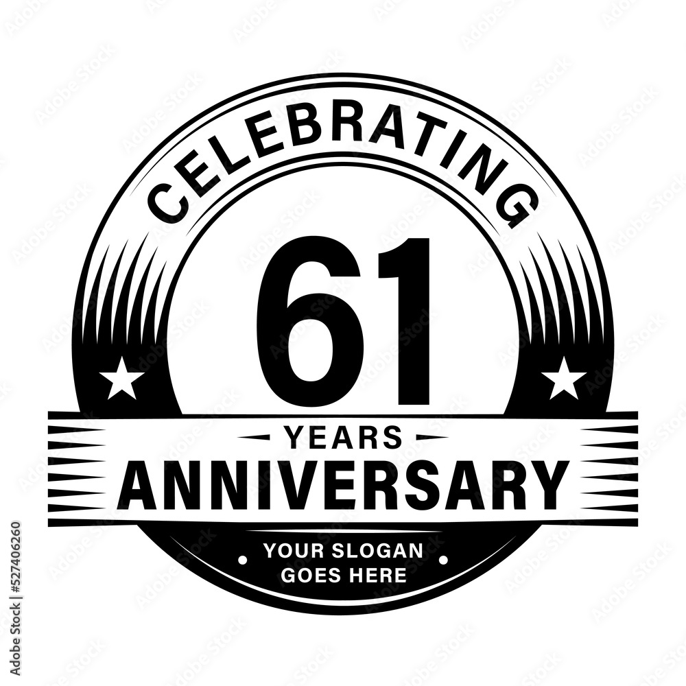 61 years anniversary celebration design template. 61st logo vector illustrations. 61 years anniversary celebration design template. 61st logo vector illustrations.