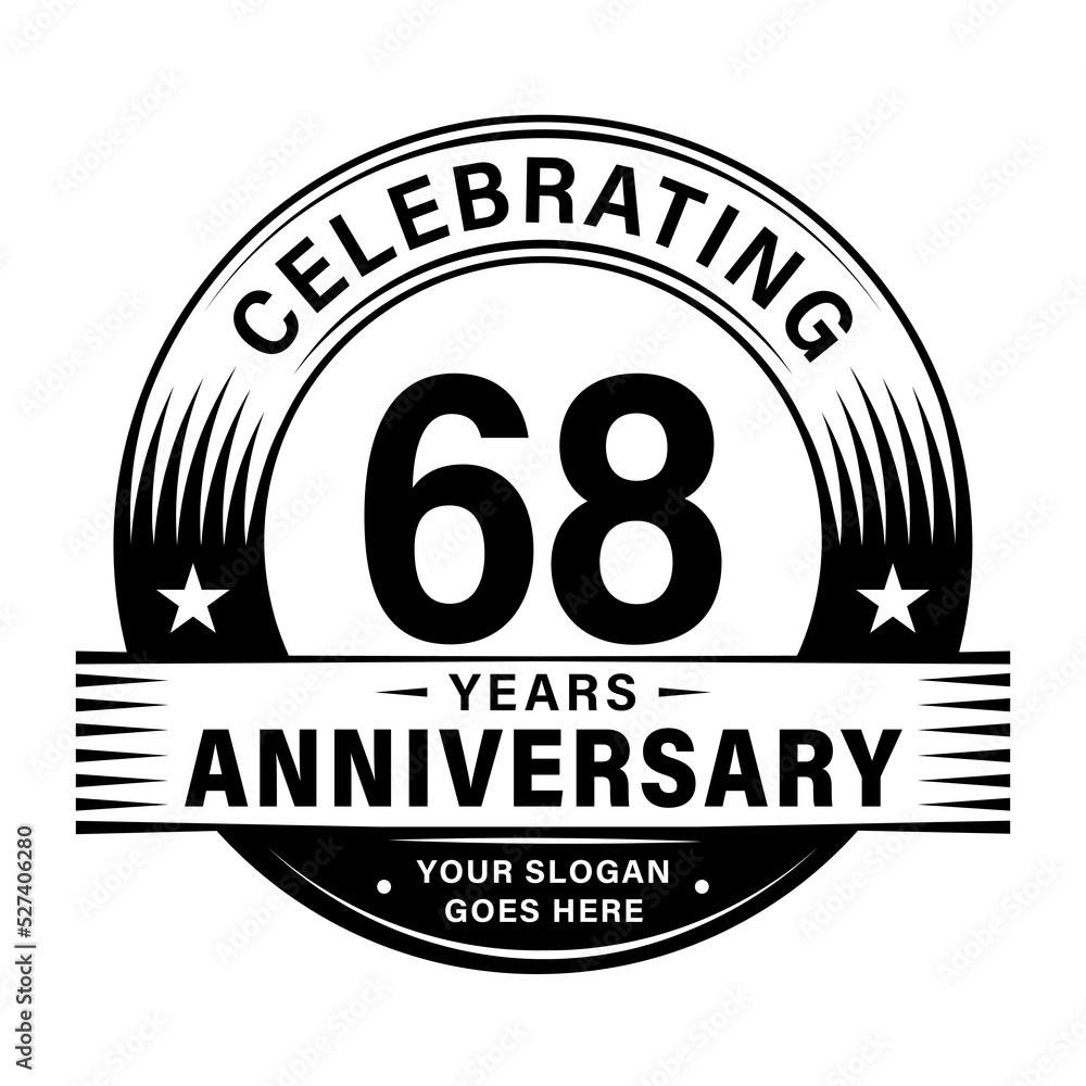 Obraz premium 68 years anniversary celebration design template. 68th logo vector illustrations. 