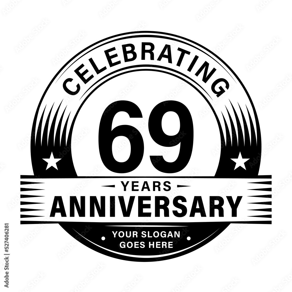 69 years anniversary celebration design template. 69th logo vector illustrations. 69 years anniversary celebration design template. 69th logo vector illustrations.