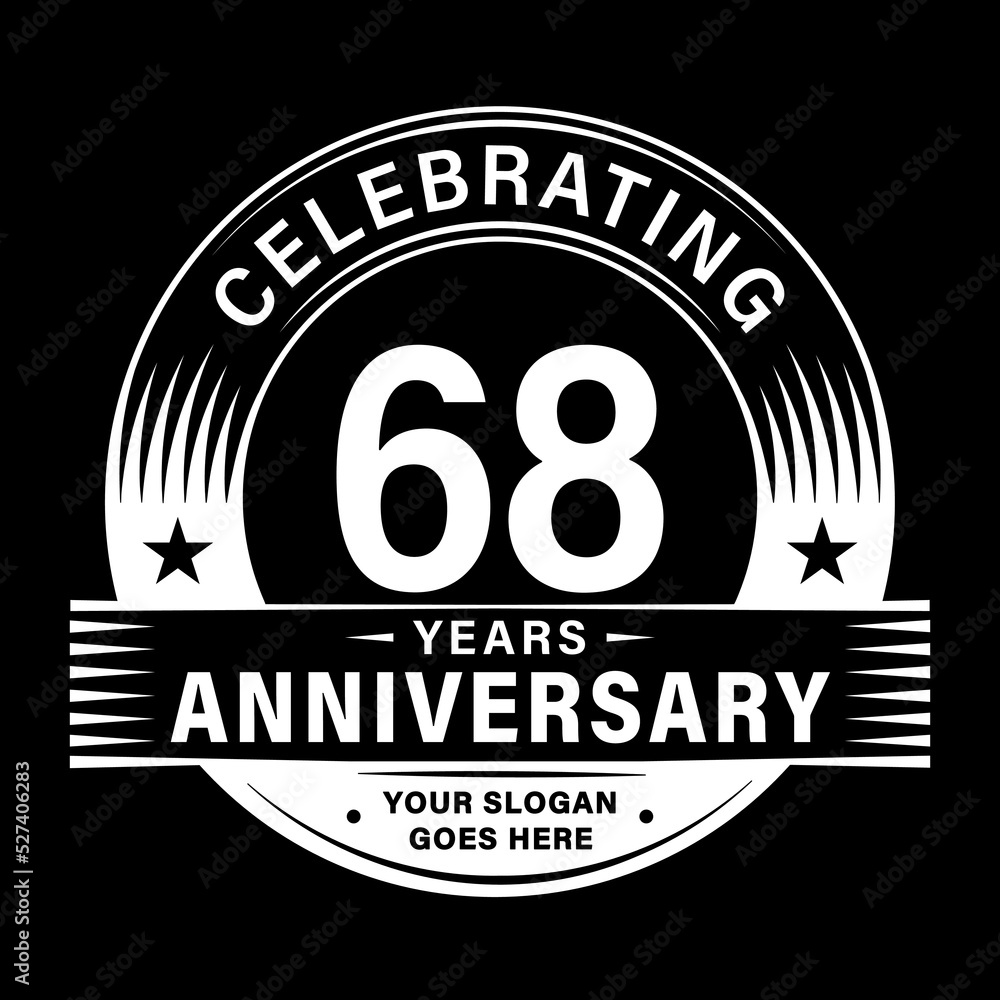 68 years anniversary celebration design template. 68th logo vector illustrations. 