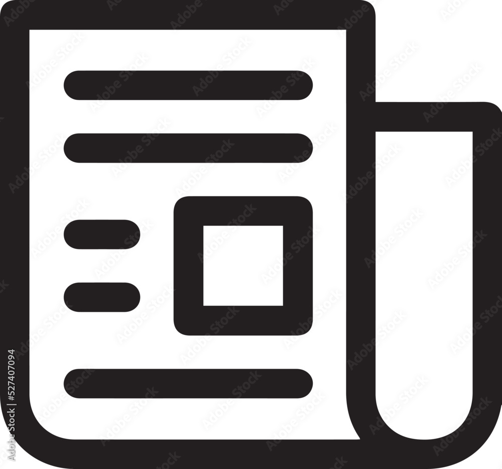 Newspaper line icon, outline vector sign, linear pictogram isolated on white. Newspaper line icon, outline vector sign, linear pictogram isolated on white.