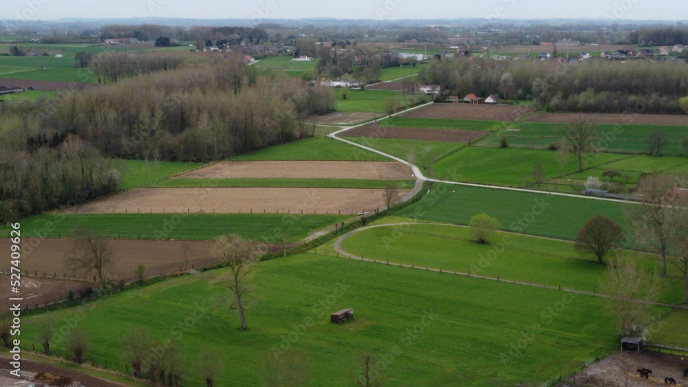 Naklejka premium Aerial drone shot of the flemish ardennes