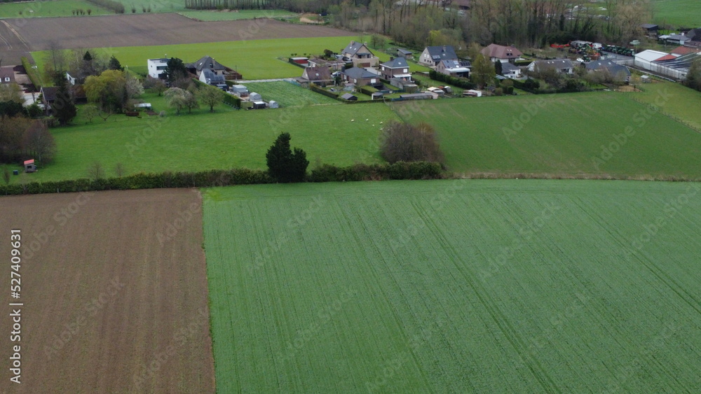 Aerial drone shot of the flemish ardennes